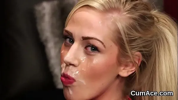 Beste Foxy peach gets cumshot on her face eating all the cream powerclips