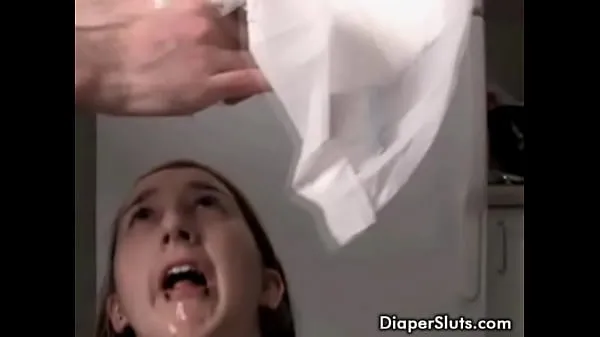 Bedste y. slut drinking her piss from diaper powerclips