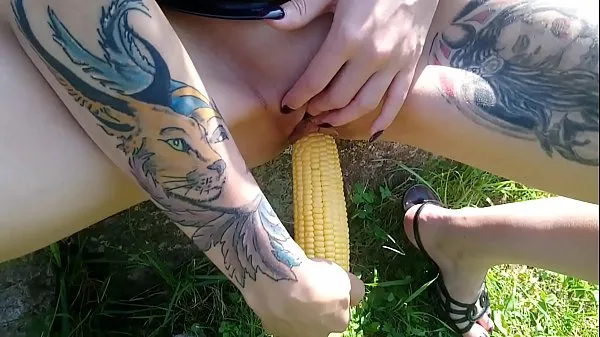 Best Lucy Ravenblood fucking pussy with corn in public power Clips
