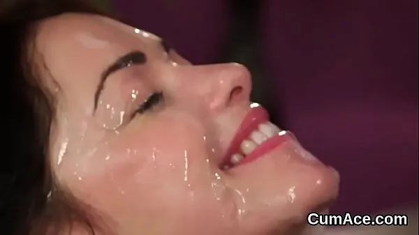 Best Horny looker gets jizz load on her face gulping all the sperm power Clips