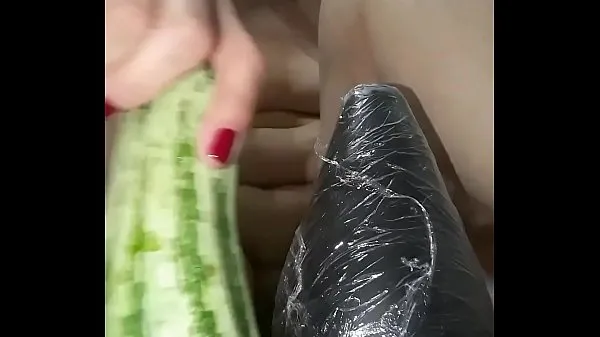 Best The bitch isn't content with just b., she loves to bust her tail in a big thick zucchini until the edge of her ass is loose power Clips