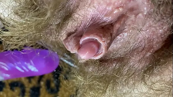 Klip daya Bunny vibrator test masturbation POV closeup erected big clit wet orgasm hairy pussy terbaik