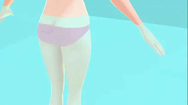 Beste Toyota's anime girl shakes big breasts in a pink bikini strømklipp