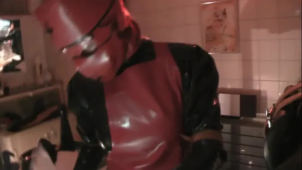 Best Rubber Nurse Agnes - Long black latex nurse's dress, hospital red apron and mask - the hospital slave is fucked with a long dildo until he is allowed to squirt his entire sperm slime power Clips