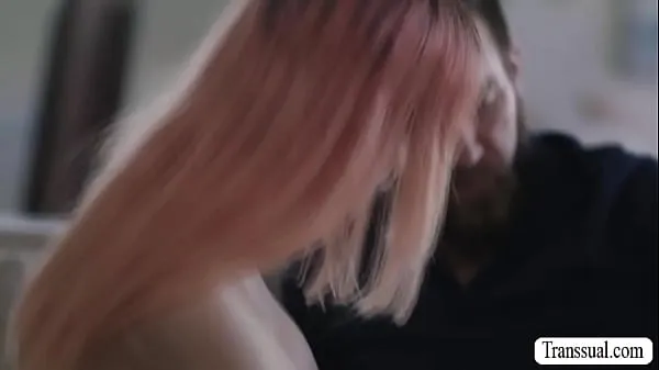 أفضل مقاطع الطاقة Pink haired TS comforted by her bearded stepdad by licking her ass to makes it wet and he then fucks it so deep and hard