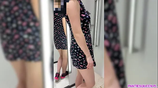 Klip daya Horny student tries on clothes in public shop totally naked with anal plug inside her asshole terbaik