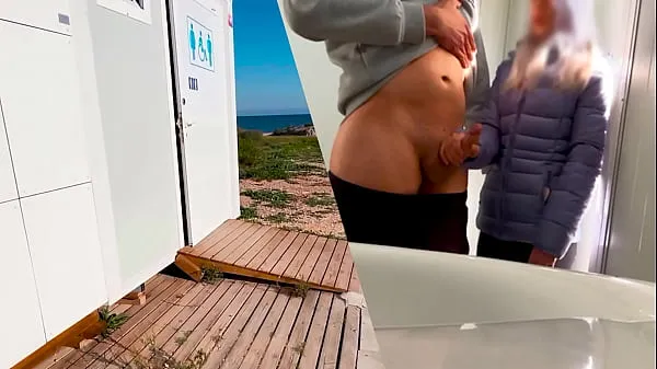 Bedste I surprise a girl who catches me jerking off in a public bathroom on the beach and helps me finish cumming powerclips