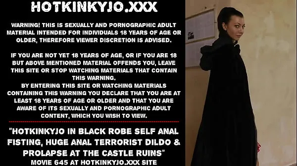 최고의 Hotkinkyjo in black robe self anal fisting, huge anal terrorist dildo & prolapse at the castle ruins 파워 클립